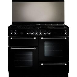 Rangemaster 110cm All LPG Gas with FSD Hob 74300 Range Cooker in Black with Chrome trim and Port hole doors
